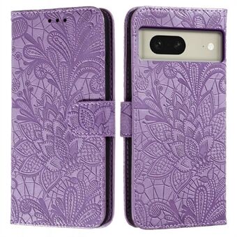 Til Google Pixel 8 Etui Blondeblomster PU Læder Flip Wallet Telefon Cover