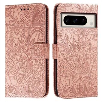 Til Google Pixel 8 Pro Etui Blondeblomster PU Læder Flip Wallet Telefon Cover