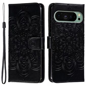 Til Google Pixel 9 Pro / Pixel 9 Etui PU Læder Mandala Præget Design Pung Telefoncover