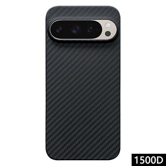 Til Google Pixel 9 Pro XL Etui 1500D Grov Struktur Aramid Fiber Tynd Telefon Cover (Stor Linse Hul) - Sort