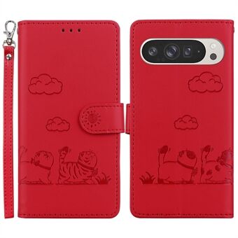 Til Google Pixel 9 Pro XL Etui RFID-blokerings Sæt Killinge Mønster TPU+PU Læder Telefon Cover