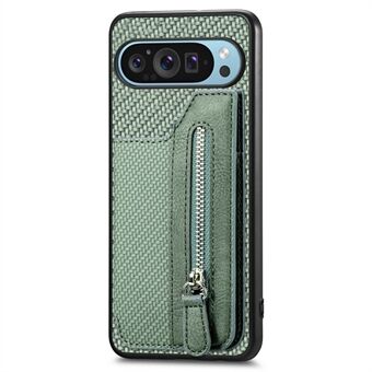 Til Google Pixel 9 Pro XL Cover Læder+PC+TPU Lynlås Pung Telefon Etui Bagside Cover