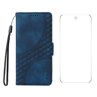 Til Google Pixel 9 Pro ENKAY Stjernemønster PU Læder Etui Wallet Stødsikkert Telefoncover med Skærmfilm