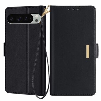 Til Google Pixel 9 Pro XL Læder Wallet Etui RFID Blokerings Stand Cover med Håndrem