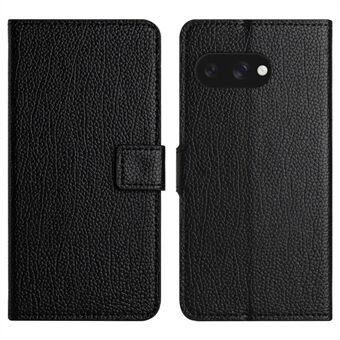 Til Google Pixel 9a Etui PU Læder Pung Telefon Cover Litchi Struktur, Sort