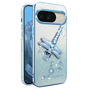 KADEM til Google Pixel 9 Pro / Pixel 9 Etui Dragonfly Kickstand TPU Blomster Glitter Telefon Cover