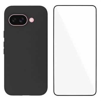 WANLONFENG MS-serien til Google Pixel 9a TPU-etui Mat Cover med skærmfilm (stort kameralinsehul)