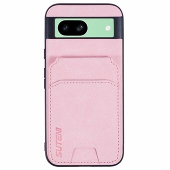 SUTENI H02 Til Google Pixel 8a Etui Kortspor Kickstand Litchi-tekstur Læder+TPU Cover