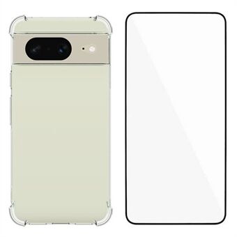 WANLONFENG WL-serien til Google Pixel 8-etui 2.0mm Klar TPU-cover med hærdet glasfilm (stor linsåbning)