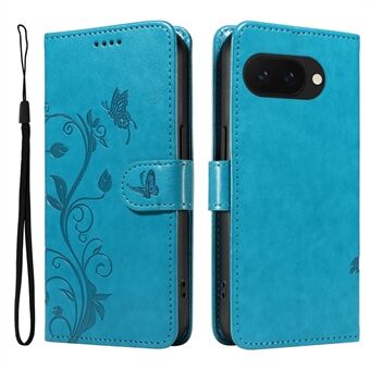 Til Google Pixel 9a Etui Blomstermønster PU Læder Tegnebog Telefon Cover