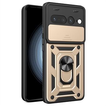 Til Google Pixel 7 Pro 5G Etui med Skyde Kameradæksel PC+TPU Standfunktion Telefon Cover