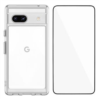 WANLONFENG MF-serie til Google Pixel 7a etui TPU+Acrylic klart telefoncover med hærdet glasfilm