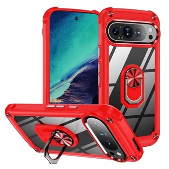 Til Google Pixel 9 Pro / Pixel 9 Etui i Alloy Linse Ramme PC + TPU Kickstand Telefon Bagcover