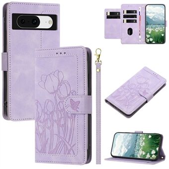 Til Google Pixel 8a Etui Tulip Læder Telefon Cover med 5 Kortlommer Pung