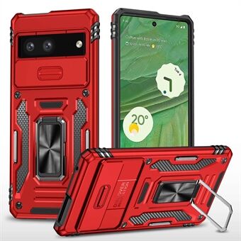 Telefon-etui til Google Pixel 7 5G Armor-serien. Hard PC Soft TPU-stødsikker etui med støtteben / skyde-kameradæksel.