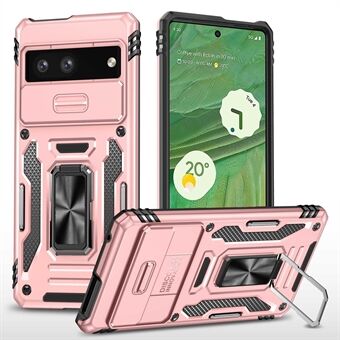 Telefon Etui til Google Pixel 7 5G Armor Series Hård PC Blødt TPU Stødsikkert Etui med Stativ / Skydedæksel til Kamera