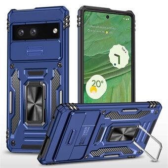 Telefon-etui til Google Pixel 7 5G Armor-serien, hårdt PC-soft TPU-stødsikkert etui med stativ / skyde-kameradæksel