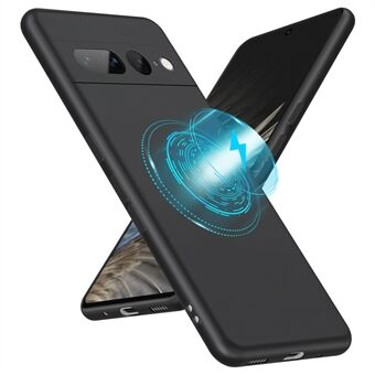 Flydende serie til Google Pixel 7 Pro 5G Slank blød TPU magnetisk etui Anti-fald Linse kamerabeskyttelsescover - Sort