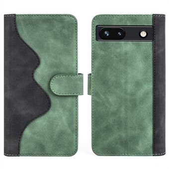 For Google Pixel 7a Læderpung Stødsikkert Mobilcover Dual Color Splice Flip Stand Case