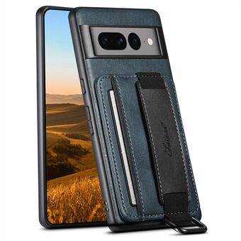 SUTENI H13 Kickstand Back Case til Google Pixel 7 Pro 5G med håndrem og læderbelagt PC+TPU-kortholder-telefoncover.