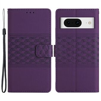 Imprintet Rhombus Telefon-etui til Google Pixel 8, Stand Wallet Læder+TPU Cover