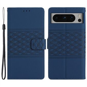 Telefonlæderetui til Google Pixel 8 Pro, Stand Wallet Imprinted Rhombus-telefoncover