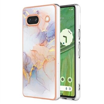 YB IMD Serie-1 Marmor Mønster Telefon Etui til Google Pixel 7a TPU Elektropladeret Beskyttende Telefon Cover