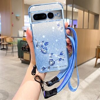 KADEM til Google Pixel 7 Pro 5G Cover Anti-ridse Mobiltelefon Glitter TPU Cover med Strop