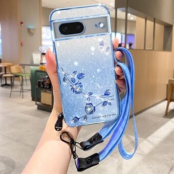 KADEM til Google Pixel 8 Etui TPU Glitter Smartphone Bagsidecover med rem