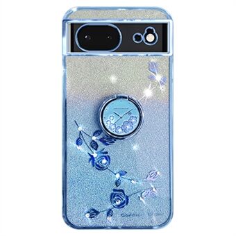 KADEM til Google Pixel 6 TPU Cover Blomster Dekor Ring Kickstand Telefon-etui