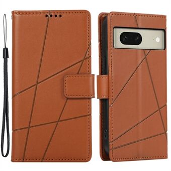 DF-06 til Google Pixel 8 Etui Linjer Præget Pengepung i PU-læder+TPU Telefoncover.