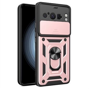 For Google Pixel 8 Pro etui baglinsbeskyttelse PC+TPU ridsefri telefoncover med støtteben