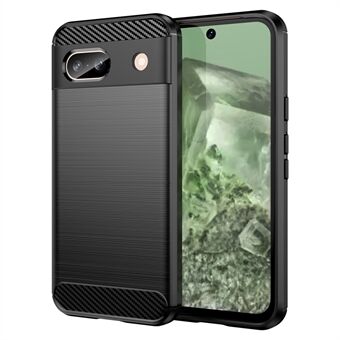 For Google Pixel 8a-etui, tynd pasform, TPU mobiltelefoncover med kulfiber teksturskal