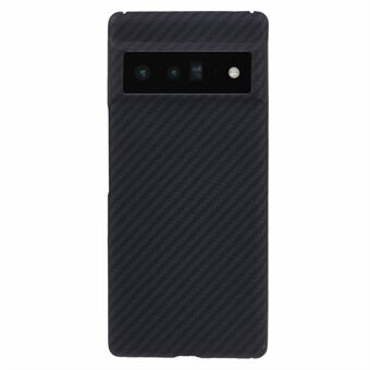 Til Google Pixel 6 Pro 5G Slank Etui Sort 1500D Groft Tekstureret Aramid Fiber Mobiltelefon Cover med Stort Linseudskæring.