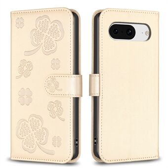 For Google Pixel 8 Clover Læderetui Pengepung Flip Folio Telefoncover