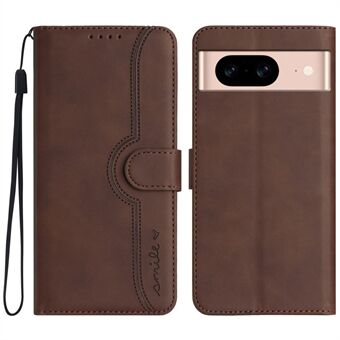 YX0030 Etui Wallet til Google Pixel 8a Læder Smil Mønster Telefoncover TPU Inderskal