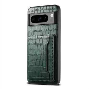 Til Google Pixel 8 Pro Kickstand Etui Kortholder Telefoncover Krokodilleskinds tekstur