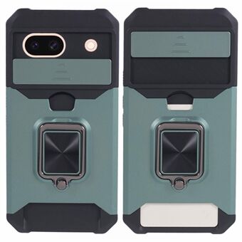 Til Google Pixel 8a Cover Kamera Slide Låg Kortholder Mobiltelefon Etui med Ring Kickstand