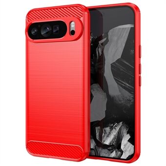 Til Google Pixel 9 Pro XL TPU Cover Kulfiber tekstur Mobiltelefon-etui