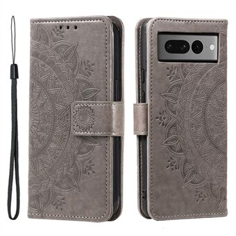 Til Google Pixel 9 Pro XL Indgraveret Telefon-etui PU læderstander pungtelefoncover