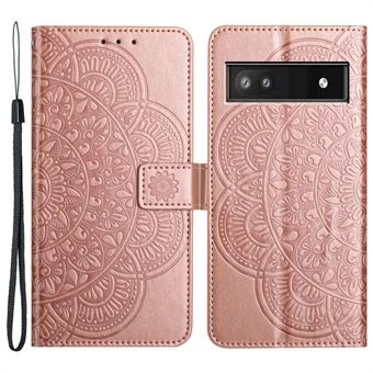 Til Google Pixel 7a PU Læder Pung-etui med Blomstermønster