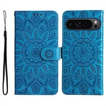 Til Google Pixel 9 Pro XL Case Foldbar Standseprintet Blomst Telefoncover