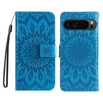 KT Imprinting Flower Series-1 Tilfælde til Google Pixel 9 Pro XL Telefonabdeckung aus Leder mit Brieftasche und Ständer