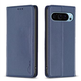 BINFEN COLOR BF18 til Google Pixel 9 Pro XL-etui PU-læder Visningsstand Telefoncover med 3 kortholder