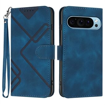 YX0040 Til Google Pixel 9 / Pixel 9 Pro Indgraveret Etui i læder med stativ Stødsikker Smartphone Cover