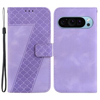 Til Google Pixel 9 Pro XL Mobiltelefon Etui 7-Form Prægning Læder Bifold Stand Anti-Chok Cover