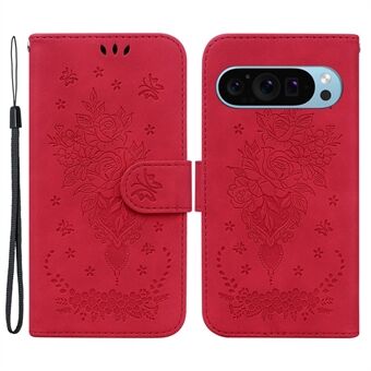 Til Google Pixel 9 / Pixel 9 Pro-etui Blomstmønster Stødsikker Læder Folio Telefoncover