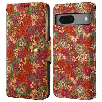 Til Google Pixel 7 5G taske med blomsterprint i læder og pung.