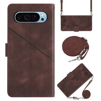 PT005 YB Imprinting Series-7 til Google Pixel 9 / Pixel 9 Pro Pung Etui med Skulderrem i PU Læder Telefon Cover