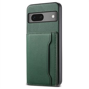 Til Google Pixel 7 5G Kickstand-etui i læder+PC+TPU Hybrid Telefoncover med kortholdere.